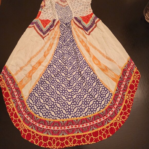 Flying Tomato Multicolor High-Low Boho Tunic/Dress Lace Back & Vibrant Print - Picture 3 of 7